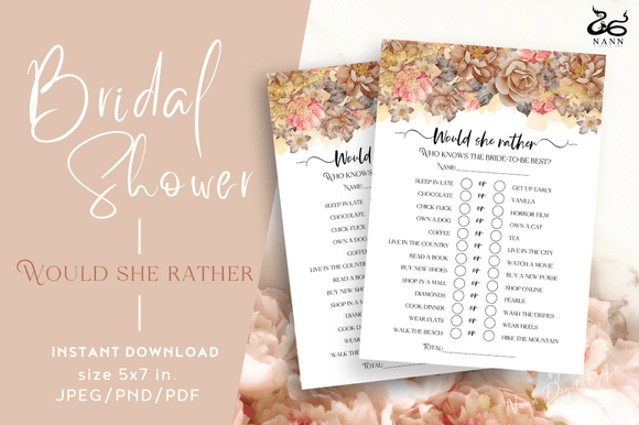 Bridal Shower Would She Rather Game 7: Integrating Printable Entertainment into Event Workflows