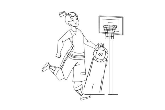 Designing with Purpose: Utilizing Basketball Player Playing Game With Ball Black Line Pencil Drawing Vectors