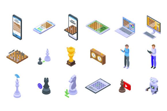 Elevating Digital Design with Isometric Online Chess Game Icon Sets